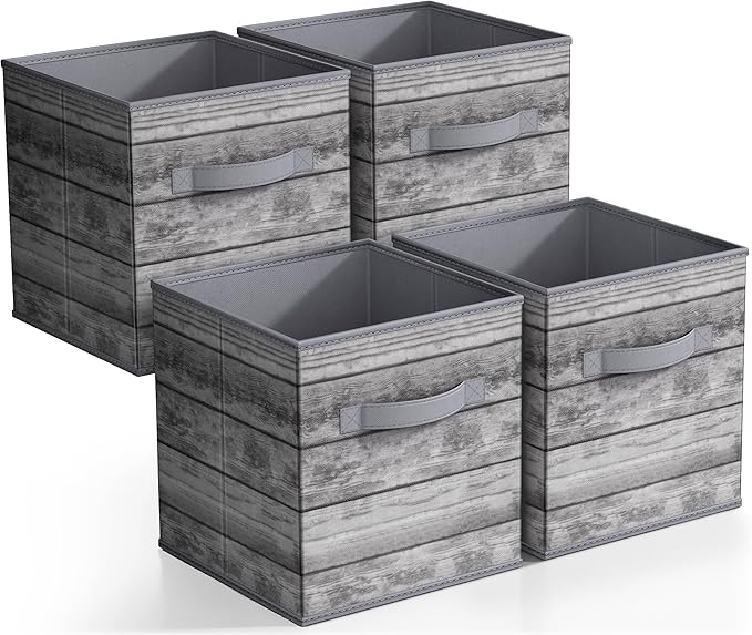 Sorbus Foldable Storage Bins - 11 Inch Sturdy Collapsible Fabric Storage Cubes with Handle - 4 Baskets for Organizing Clothes & Toys - Organization & Storage Baskets for Shelves, Pantry, Closet, Cubby