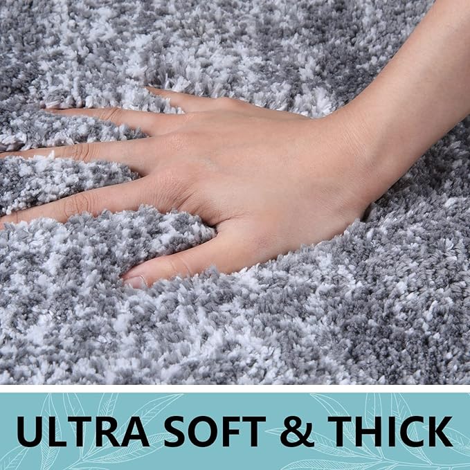 Arotive Microfiber Bathroom Rugs, Shaggy Soft and Absorbent Bath Rug, Non-Slip, Thick Plush Machine Washable Dry Bath Mats for Bathroom, Tub and Shower, 54x24, Grey, Rectangular