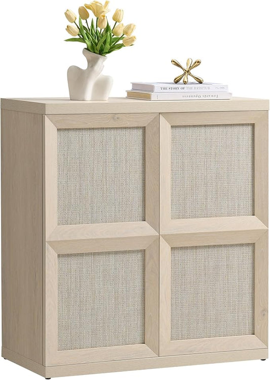 VividVibe Buffet Cabinet Sideboard with Storage, 31.45”Large Boho Credenza with 2 Doors, Sideboard Buffet Cabinet Farmhouse Modern for Entryway Living Room Light Oak