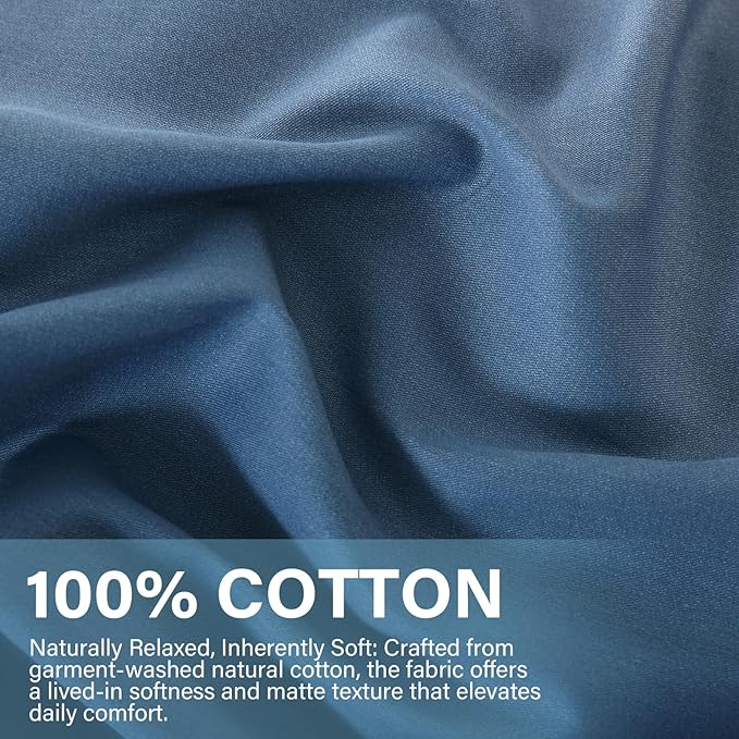 Blue and White Duvet Cover King Size 100% Cotton Duvet Cover Sets Gradient Blue Comforter Cover Ocean Like 3 Pcs Soft and Lightweight Bedding Set for All Seasons