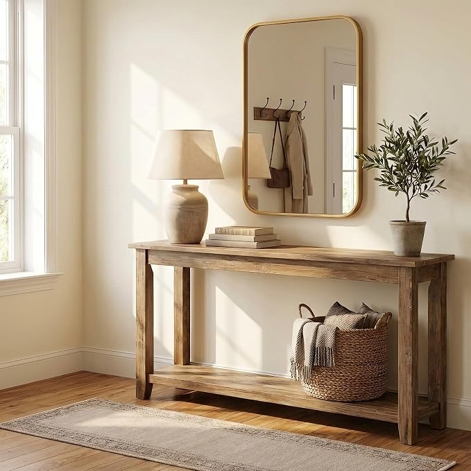 2-Pack 24x36 Inch Antique Gold Bathroom Vanity Mirrors | Flush Mount Deep Set Metal Wall Mirror for Over Sink | HD Shatterproof Glass, Rustproof