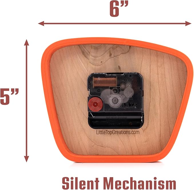 Handcrafted Mid-Century Modern Clock – Silent Movement for Desk, Table & Mantel, No-Ticking Analog MCM Decor | Made in USA