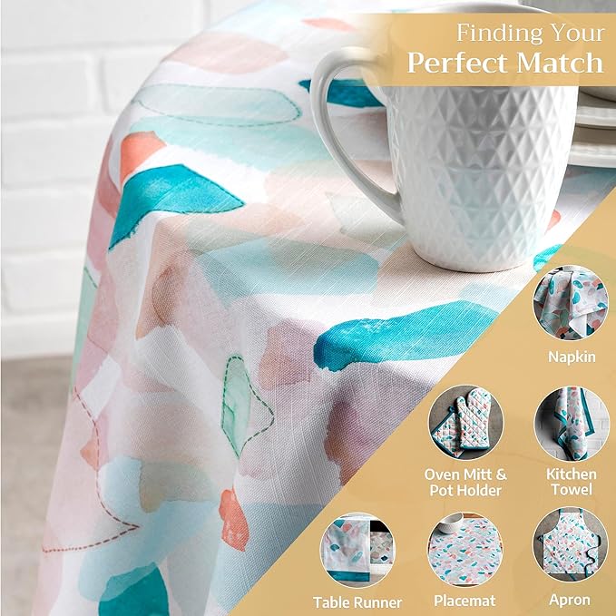 Maison d' Hermine Table Cloth Round Table 100% Cotton 69 Round Inches Tablecloth Reusable Decorative for Dining Room Farmhouse Home Valentines Day Decorations Spring Summer - Summer Picnic