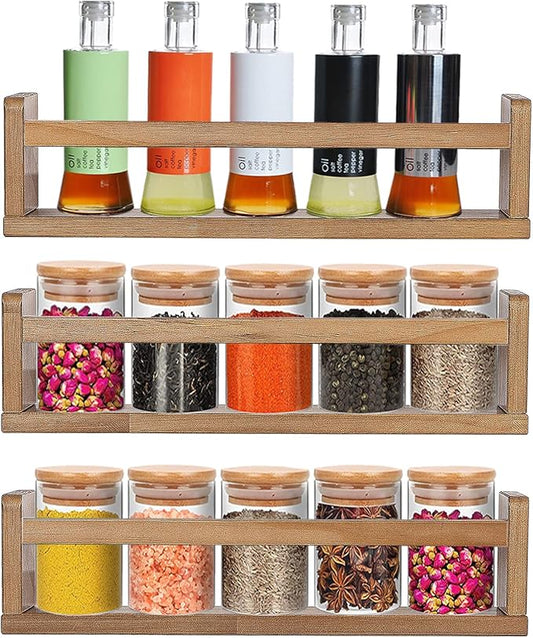 AZSKY Nursery Book Shelves for Wall Bookshelf for Kids Wood Floating Book Shelves16 Inch Wall Shelves for Living Room Bedroom Decor Kitchen Spice Rack Bathroom Storage Organizer Shelf Set of 3