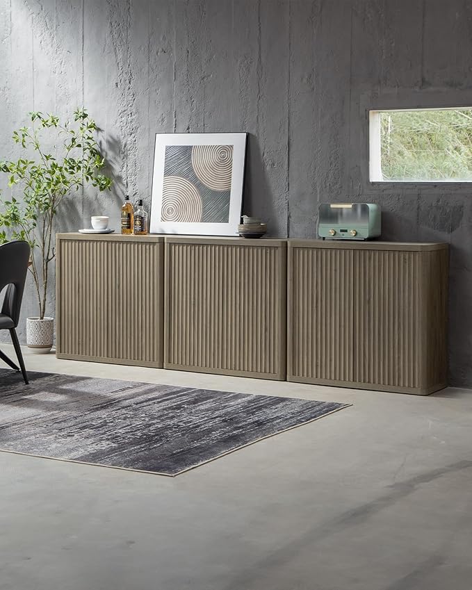 SICOTAS Buffet Cabinet with Storage 69.2" Sideboard Accent Modern Credenza with Doors & Shelves Fluted Tall Media Console Mid Century Coffee Bar Table for Living Room Kitchen Dining Room Hallway