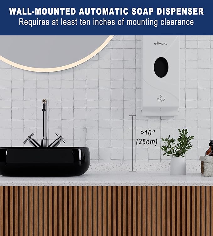 AlMElKE contactless Automatic Wall-Mounted soap Dispenser,800ml (27 fl oz) Touchless ABS White Soap Dispenser with Viewing Window & Lock,Space-Saving for Home Bathroom & Commercial Restrooms