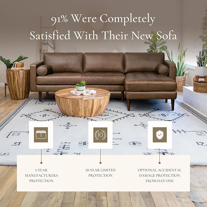 Poly & BARK Napa Right-Facing Sectional Sofa in Cocoa Brown