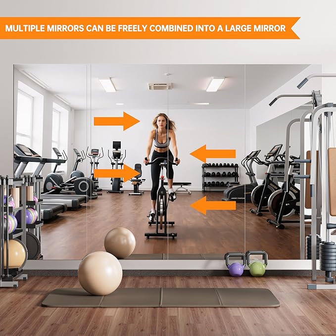 Hasipu Home Gym Workout Mirror 94" L x 39" W-1pcs Large Full Length Mounted Full Body Frameless Mirror for Workout, Yoga, Garage, Bedroom, Dance