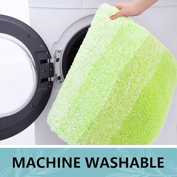 Arotive Microfiber Bathroom Rugs, Shaggy Soft and Absorbent Contour Toilet Rugs, Non-Slip, Thick Plush Machine Washable Dry Bath Mats for Toilet Base, 30x20, Light Green, Rectangular