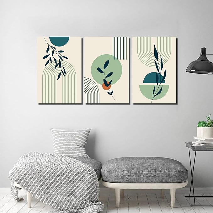 ZHAOSHOP Boho Artwork for Walls Bedroom Green Plants Prints Wall Art for Living Room 3 Piece Minimalism Picture Wall Decor Size 16 x 24 Inch