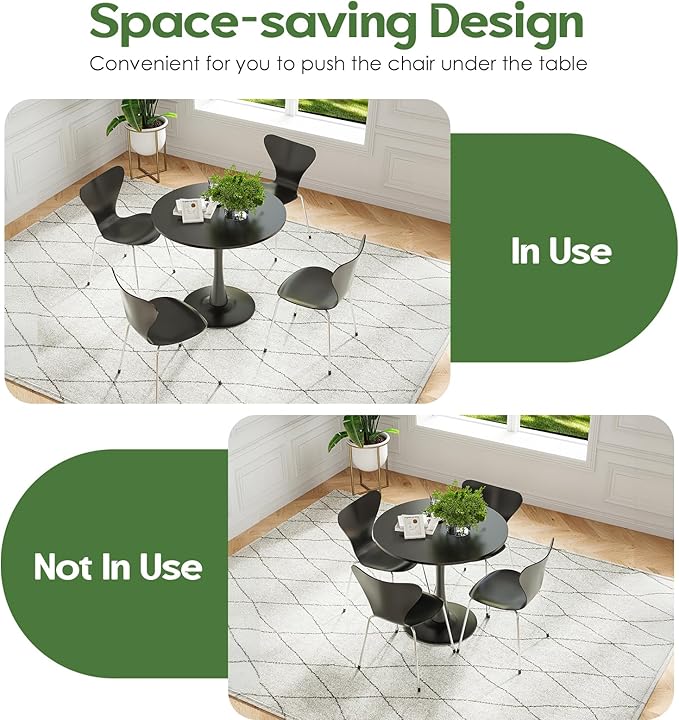 Soohow 31.5" Small Round Dining Table Seats Up to 2-4 People,Wood Tabletop Tulip Dining Table with Metal Pedestal Base