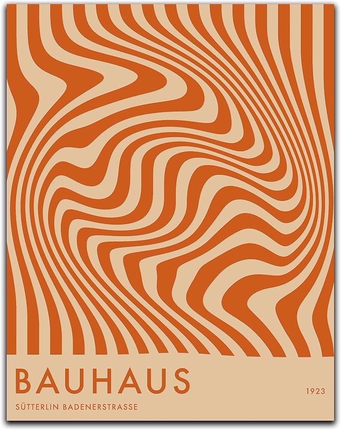 Mid Century Modern Bauhaus Wall Art - 11x14" UNFRAMED Print - Abstract Wall Decor - Exhibition Poster Replication (Orange)