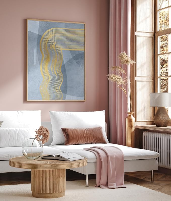 Poster Master Golden Lines Poster - Graphical Illustration Print - Abstract Design - Mid Century Modern Artwork - Visual Art - Chic Boho Artwork - Bedroom Decor - 18x24 UNFRAMED wall decor