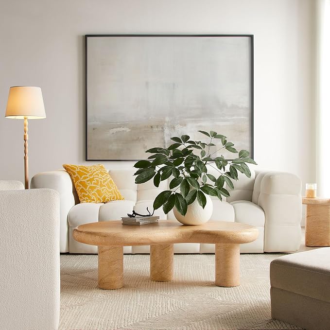 Modway Elowen Kidney Bean Shape Coffee Table in Travertine