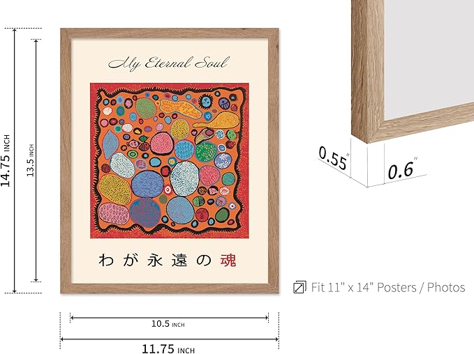 Poster Master Vintage Poster - Retro Pop Art Print - Gift for Artist, Friend - My Eternal Soul, Dot, Colorful, Modern, Abstract - Wall Decor for Home, Office, 11x14 Beige Framed
