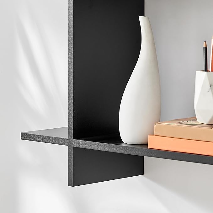 Danya B. Manasa Floating Geometric Kilter Two-Tier Wall Shelf - Black