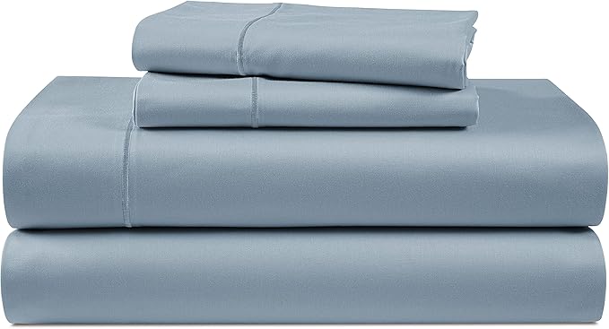 LANE LINEN Ultra Soft California King Sheets Set,100% Egyptian Cotton Mercerized Fully Elasticized with French Seam on Fitted Hotel Like Thick Luxury Cal King Bed Sheets- French Blue