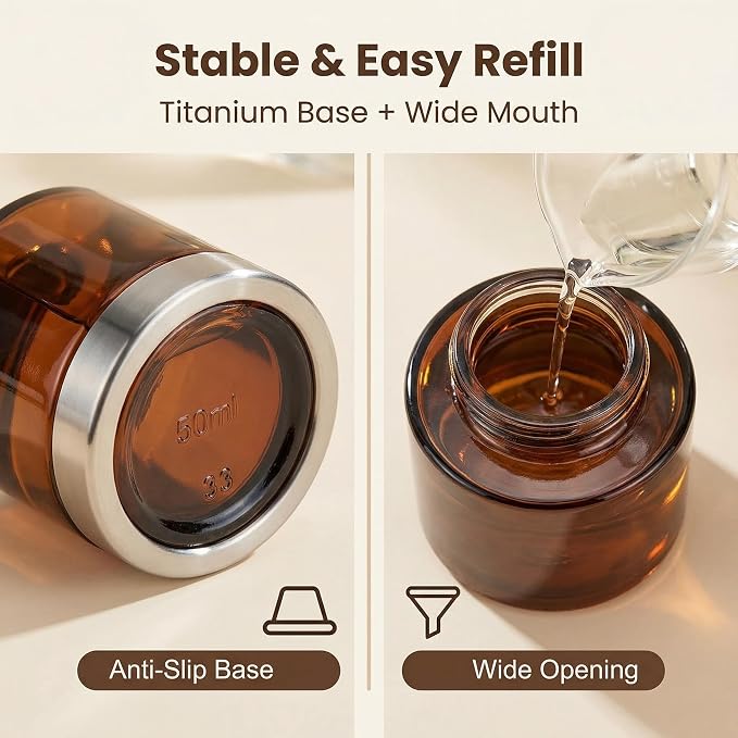 2 Pcs Empty Glass Aromatherapy Diffuser Bottles Essential Oils Containers Flower Bud Vases DIY Replacement Aromatherapy Diffuser Crafts Perfect for Home Fragrance Bathroom Decoration(Amber)