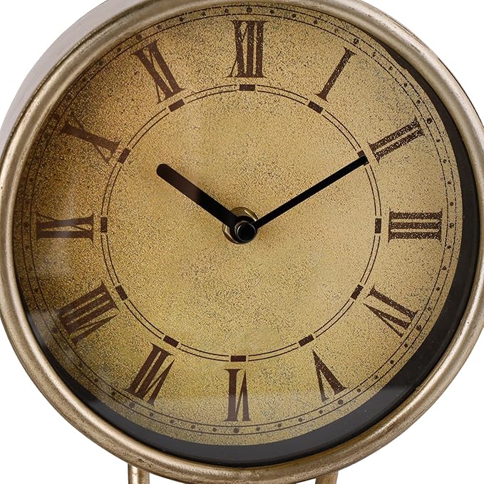 NIKKY HOME Vintage Gold Table Top Clock, Cute Duck Paw Silent Shelf Desk Clock Battery Operated Rustic Design, Home Decor for Living Room, Bedroom, Bedside