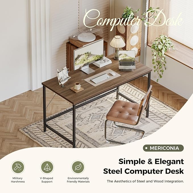 Mericonia 48 inch Computer Desk, Gaming Desk for Small Spaces, Modern Simple Style Table for Home Office, Study Student Writing Table