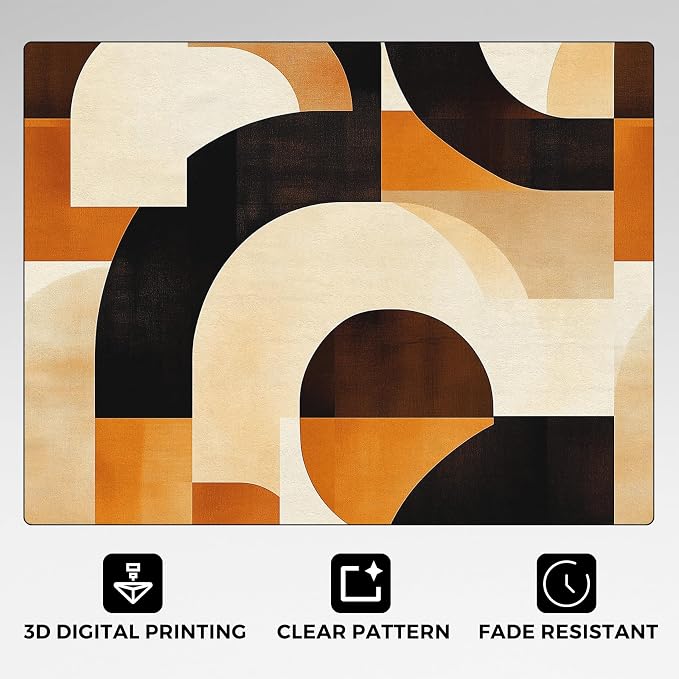 Mid Century Modern Rugs for Bedroom Decor, 8x10 ft, Abstract Geo Area Rugs for Living Room, Soft Non Slip Washable MCM Geometric Carpet Home Decorations Dt-Ghf-28