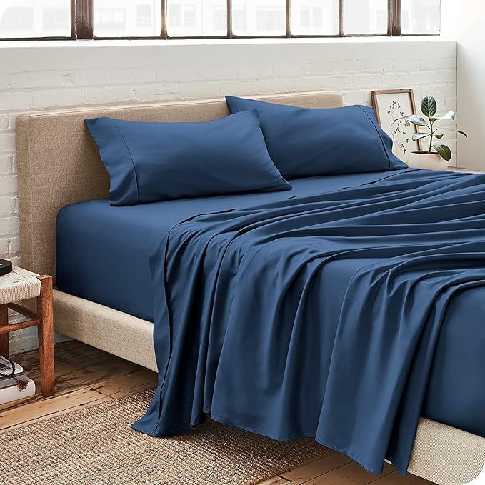 Bare Home Twin XL Sheet Set - 1800 Ultra-Soft Microfiber Twin Extra Long Bed Sheets - Double Brushed - Deep Pockets - Easy Fit - 3 Piece Set - Bedding Sheets & Pillowcases (Twin XL, Dark Blue)