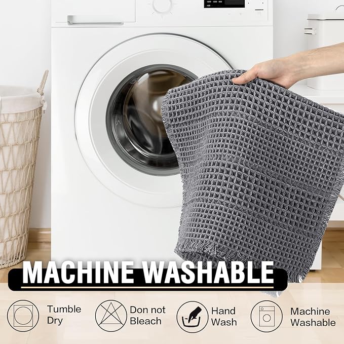 H.VERSAILTEX Waffle Bath Mat Super Absorbent Non Slip Bath Rugs for Beside Tub, 24" x 60", Grey