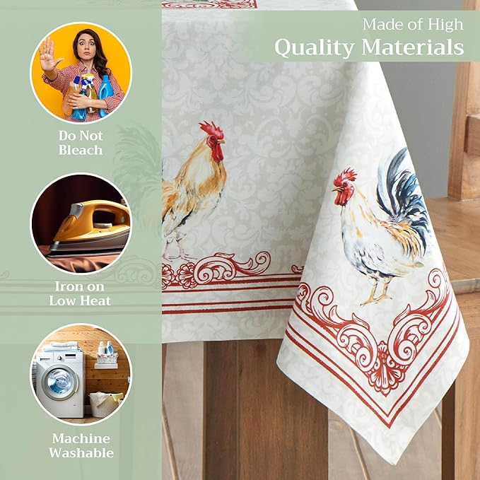 Maison d' Hermine Table Cloth Rectangle Table 100% Cotton 70 x 120 Inches Tablecloth Reusable Decorative for Dining Room Farmhouse Home Valentines Day Decorations Spring Summer - Campagne