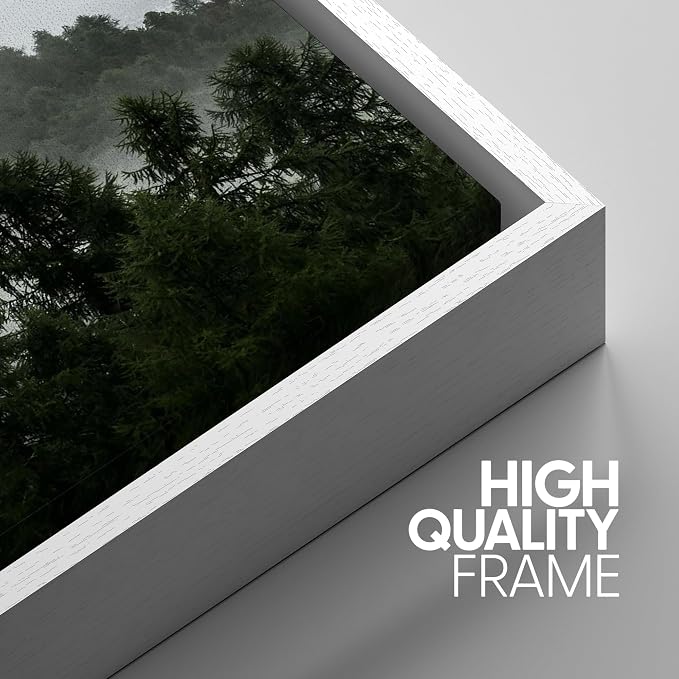 SIGNWIN 3 Piece Framed Canvas Wall Art Foggy Mountains Canvas Prints Home Artwork Decoration for Living Room,Bedroom - 24"x36"x3 White