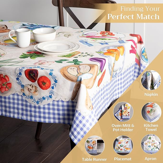Maison d' Hermine Table Cloth Square Table 100% Cotton 60 x 60 Inches Tablecloth Reusable Decorative for Dining Room Farmhouse Home Valentines Day Decorations Spring Summer - Gourmand
