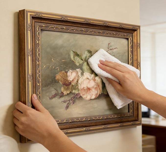 Vintage Gold Framed Flower Still Life Wall Art Retro Rose and Wildflower Wall Decor Pink Floral Print artwork Farmhouse Country Flower painting Picture for Gallery Kitchen Living Room Bedroom 16X24in
