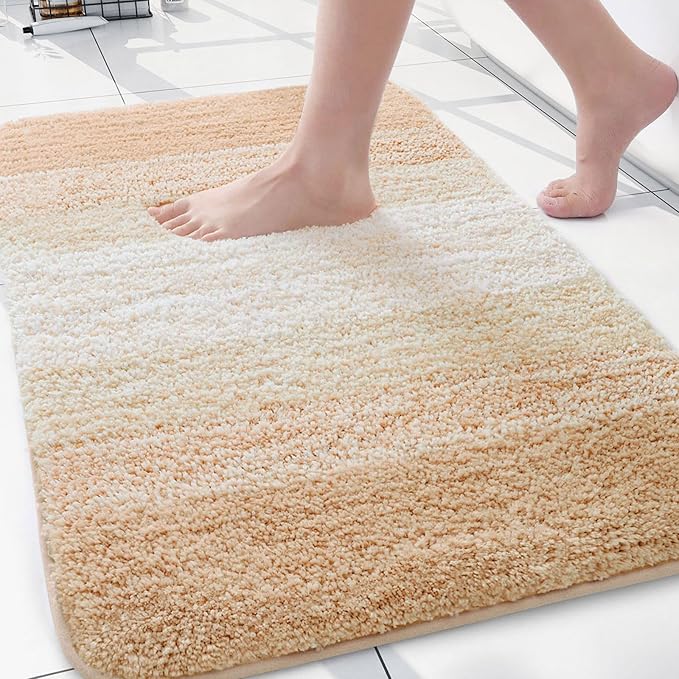 Arotive Microfiber Bathroom Rugs, Shaggy Soft and Absorbent Bath Rug, Non-Slip, Thick Plush Machine Washable Dry Bath Mats for Bathroom, Tub and Shower, 30x20, Beige, Rectangular