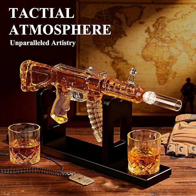 PONPUR Gifts for Men Dad, Whiskey Decanter Set with 2 Glasses, Unique Birthday Anniversary Retirement Gifts for Husband Him Grandpa, Cool Bourbon Scotch Gift for Man Cave Bar Decor