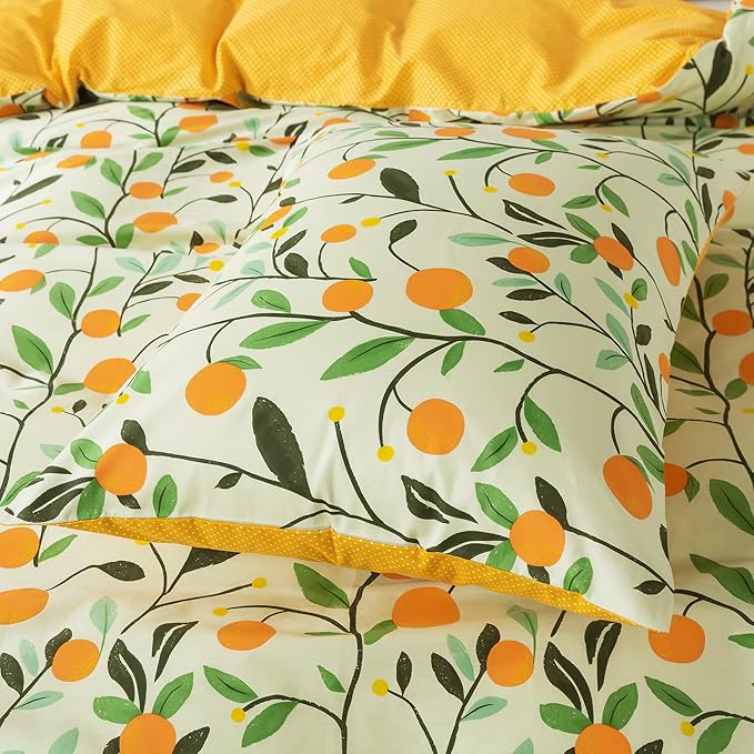 HoneiLife Cotton Duvet Cover Twin- Floral Comforter Cover 2-PC, Soft & Breathable Flower Bedding Duvet Cover Sets with Zipper Closure & Corner Ties, Wildflower Comforter Cover Sets, Fruit