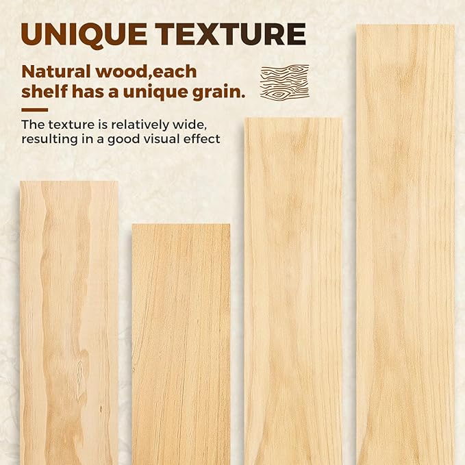 Floating Wall Shelves 24x6.8x1.7 Inch – Solid Wood Rustic Shelves in Natural Wood Finish – Wall Mounted Display Shelf for Bathroom, Kitchen, Bedroom – Set of 2