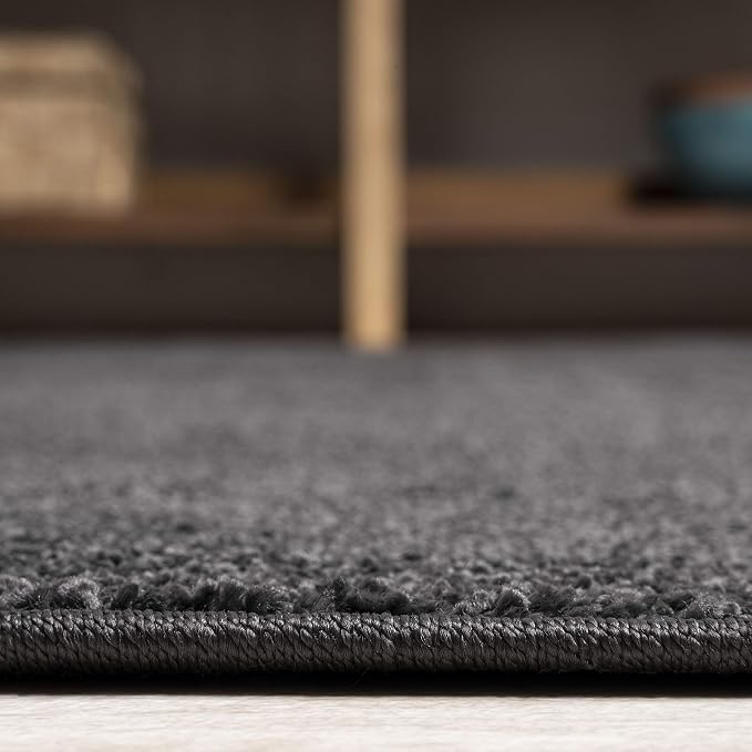 JONATHAN Y Haze Solid Low-Pile Black 4x6 Oval Indoor Area Rug, Coastal,Bohemian,Minimalist,Classic, Easy-Cleaning for Living Room,Bedroom,Kitchen,Pet Friendly,Non-Shedding (SEU100I-4OV)