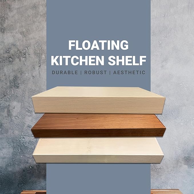 Rok Hardware Single Piece Floating Kitchen Shelf, 30 Inch (762mm) Length x 10 Inch (254mm) Depth, Wall Mounted, White Oak Finish Floating Shelf for Bathroom, Living Room FLO30X10OAK