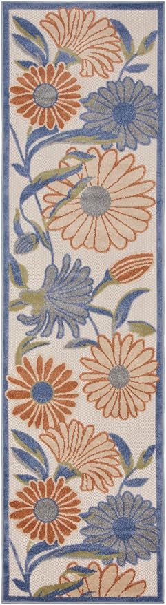 Nourison Home Aloha Beige Multicolor 2'3" x 8' Area Rug - Easy Clean, Non Shedding, Bed Room, Living Room, Dining Room, Kitchen (8' Runner)
