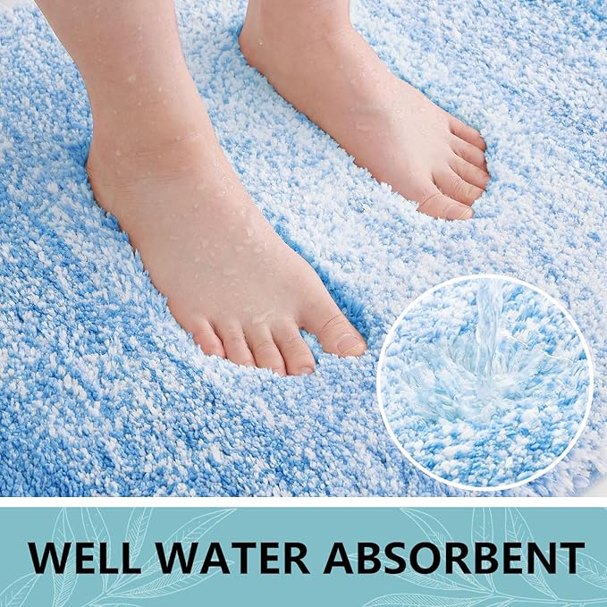 Arotive Microfiber Bathroom Rugs, Shaggy Soft and Absorbent Bath Rug, Non-Slip, Thick Plush Machine Washable Dry Bath Mats for Bathroom, Tub and Shower, 54x24, Light Royal Blue, Rectangular