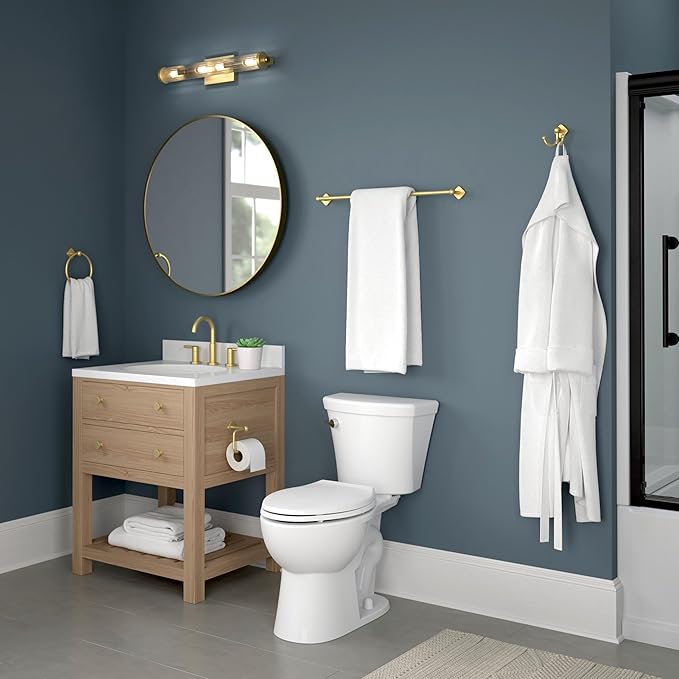 Franklin Brass Gainesville (1-Pack) 18'' Towel Rack w/ 6" Extender for Bathroom Satin Gold Towel Bar for Bathroom Wall Mounted Towel Holder Rod GNV26-SG