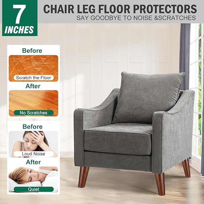 FoDau770 Brown Rubber Wood Furniture Legs 7 Inches, Slant Tapered Wood Feet Mid Century Sofa Legs Set of 4, 5/16" UNC Furniture Feet Replacement Parts for Cabinet Couch Dresser Chair Ottoman Table