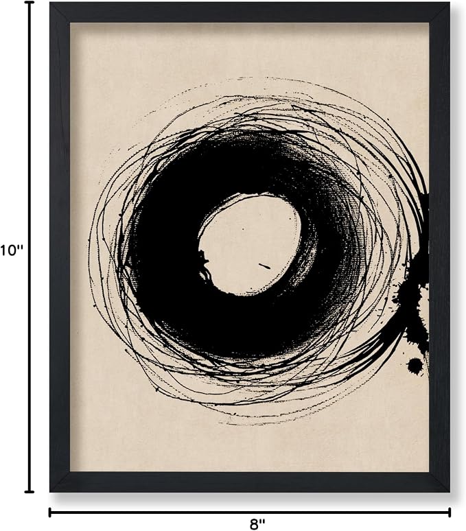 Poster Master Handmade Circle Drawing Poster - Ink Brush Print - Drawing & Sketch Art - Abstract & Minimal Art - Great Bedroom or Living Room Wall Decor - 8x10 UNFRAMED Wall Art