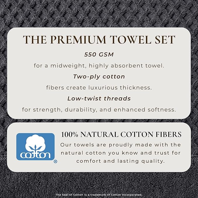 Great Bay Home Bath Towels - 100% Cotton 4 Pack 54x27 Bath Towel Set - Absorbent, Durable, Quick-Dry Towels for Bathroom (Stone Blue)