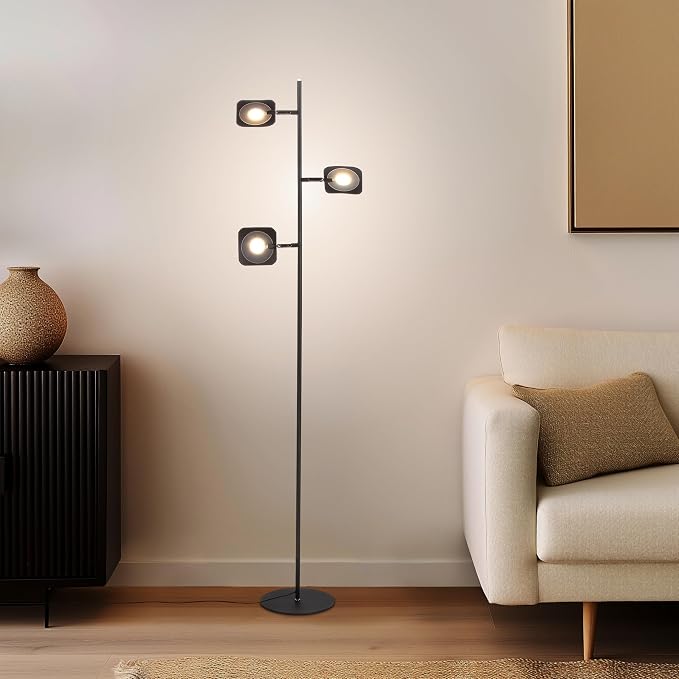 Brightech Tree Floor Lamp for Living Rooms & Offices, Dimmable Standing Lamp for Bedroom Reading, LED Spotlight Floor Lamp, Tall Lamp with Adjustable Panels for Minimal Space Use - Bronze