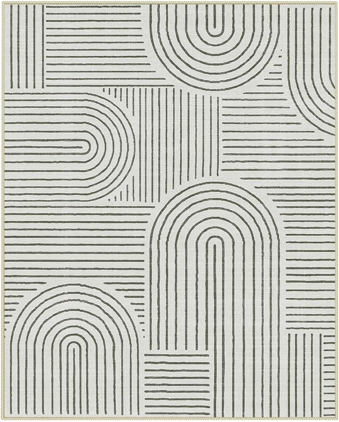 Lahome Abstract 8x10 Area Rugs for Living Room Bedroom, SoftWashable Rugs 8x10, Ultra-Thin Non-Slip Modern Dining Room Rug Non-Shedding Accent Carpet for Office Darrell (8x10ft,Black)