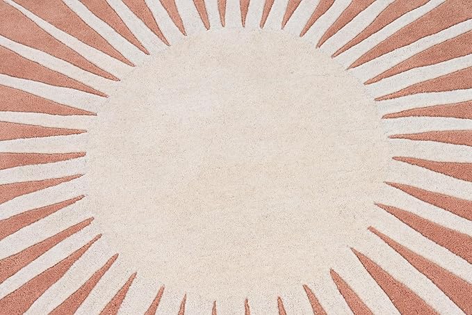 Modern Round Area Rug – Hand-Tufted with 100% NZ Wool, Thick & Soft Circular Carpet for Living Room, Bedroom & Dining Room Decor (Soft Pink, 9' Round)