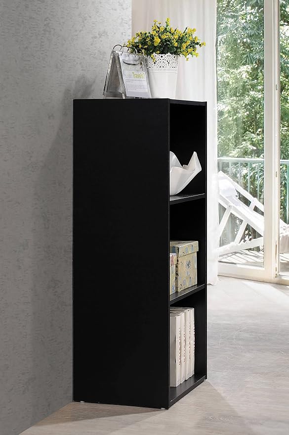 Hodedah Import 3 Shelf Bookcase, Black