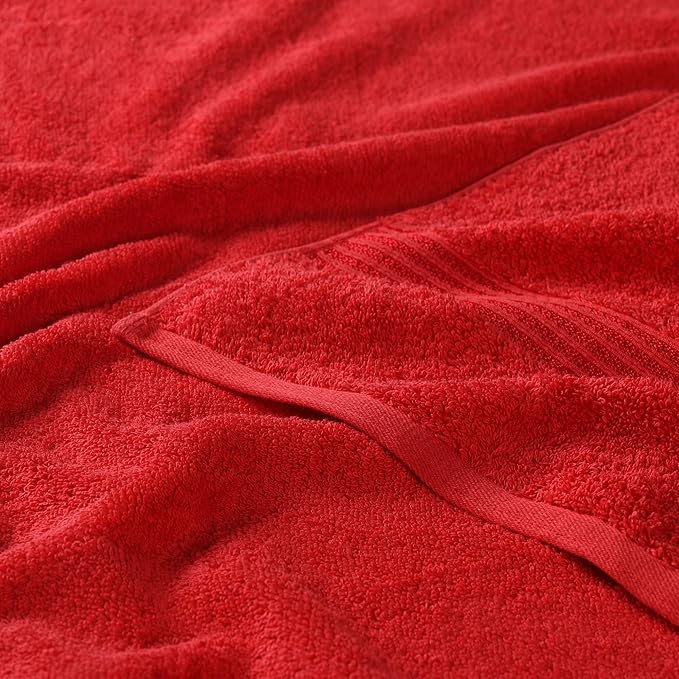 Superior Egyptian Cotton 6-Piece Towel Set, Assorted Towels for Home Bathroom, Master, Guest Bath, Decor Essentials, Includes 2 Bath, 2 Hand, 2 Face Towels/Washcloths, Quick Dry, Absorbent, Red