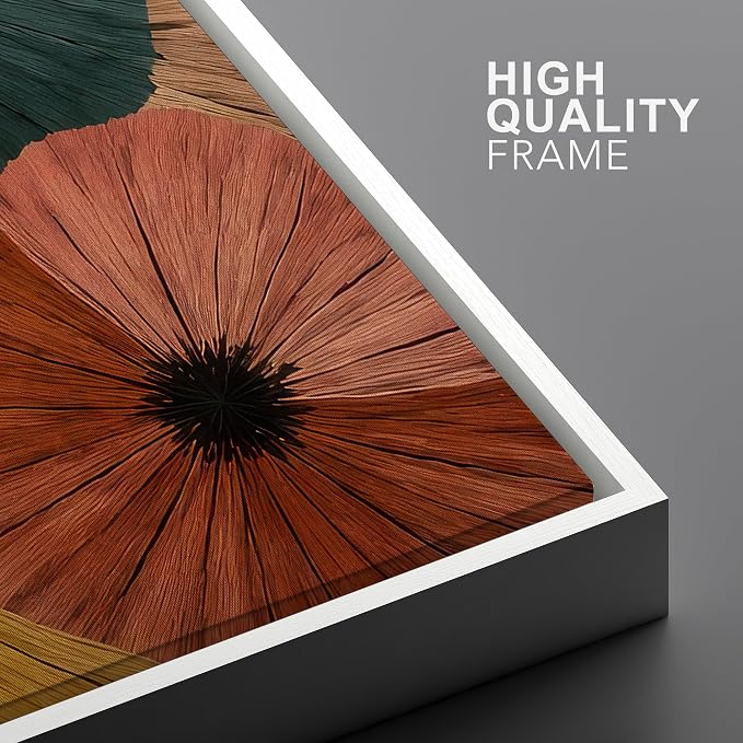 Woodrose Framed Canvas Print Wall Art Bold Floral Composition Earthy Tones Floral Illustrations Modern Art Minimalist 3D Colorful Ultra for Living Room, Bedroom, Office - 24"x36" WHITE
