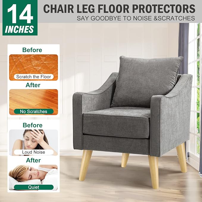 FoDau770 Rubber Wood Furniture Legs 14 Inches, 5/16" UNC Slant Tapered Wood Feet Mid Century Sofa Legs, Wooden Furniture Feet Replacement Parts for Cabinet Couch Dresser Chair Ottoman Table